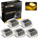 Partsam 5pcs 17 LED Clear Lens 5 * 3.75" Amber Cab Marker Top Roof Running Truck Cab Light Waterproof Top Reflective Lights Compatible with Peterbilt/Kenworth/Freightliner/Mack/
