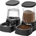 Automatic Pets Gravity Feeder and Water Dispenser Set with Stainless Steel Bowl, 1Gallon x 2 Stable Dog Food Feeder and Waterer, 100% BPA-Free for Small&Medium Dogs, Cats, Puppies(Black)