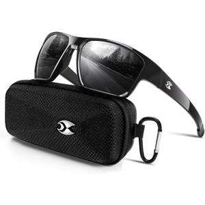 suoso Sports Polarized Sunglasses for Men: TR90 UV400 Protection Sun Glasses Womens Wrap Around Goggles for Drving Fishing (C02-black)