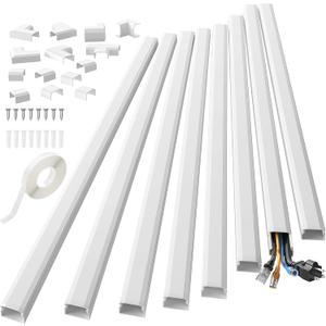 Yecaye 125in Cord Hider, Large Cord Covers for Wires on Wall, Cable Management Kit for Mount TVs, Wire Hider Cable Concealer for Home Office, W1.18in H0.6in, White