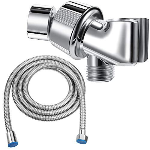 Mimorou 79 Inch Stainless Steel Shower Hose with Adjustable Arm Holder Shower Head Adjustable Replacement Hose Head Holder for Wall (Classic Style, Silver)