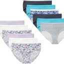Hanes Brief Underwear, Stretch Cotton Panties for Girls, Assorted, 12-Pack Size 8