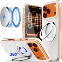Magnetic for iPhone 17 Pro Max Case 360° Spin Stand White | Compatible with MagSafe, Military-Grade Protection,Non-Yellowing, Clear Scratch-Resistant Back Cover for 17 Pro Max 6.9