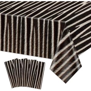 Zebra Tablecloth, 4 Pack Zebra Print Tablecloths Animal Print Decorations Table Cloths for Animal Theme Birthday Zoo Safari Party Baby Showers Jungle Theme Birthday Decorations, 51 x 86 Inch