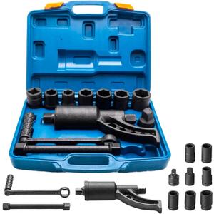 Heavy Duty Torque Multiplier Wrench Set - 1:64 Torque Wrench Set 11PCS Labor Saving Torque Multiplier Wrench Lug Nut Remover Lug Nut Wrench Set 1'' Drive 4800 NM with 8PCS CR-V Sockets Set (24-38MM)