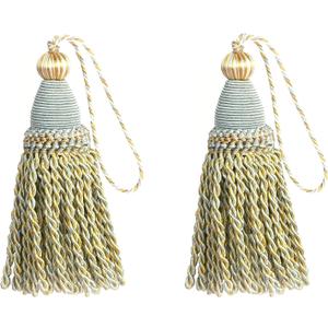 2 Pack Braided Tassel 24cm/9 Inch Key With Loops, Handmade Twisted Craft, DIY Accessories for Home Decoration