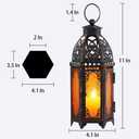 Moroccan Lanterns Decorative Indoor & Outdoor, 11 Medium Size Vintage Metal Hanging&Tabletop Candle Holder Decor, Halloween Christmas Ramadan Decorations for Home Porch Patio (Amber)