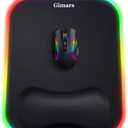 Gimars RGB Mouse Pad with Wrist Rest Support, 12 x 10 in Extra Large Ergonomic Gaming Mouse Pad with 10 LED Lighting Modes, Non-Slip Rubber Base for PC Gaming & Office