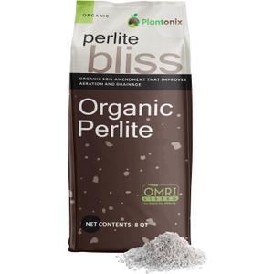 Perlite Bliss (8 Qts) - Organic Perlite for Plants Indoor Soil Amendment - Horticultural Perlite for Gardening & Seed Starting - Mixes Easily with Potting Soil, Vermiculite, & Coco Coir for Plants