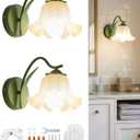 GloMuse Bathroom Sconces Set of 2, Hardwired Wall Sconce with Tulip Lampshade, Wall Light for Bathroom Living Room Hallway Bedroom