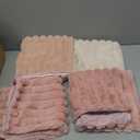 MIULEE Faux Fur Plush Decorative Throw Pillow Covers 18x18 Set of 4, Valentine's Day Cute Modern Soft Romantic Fuzzy Striped Cushion Covers Girl for Sofa Couch Bed Living Room Cozy Home Decor,Pink