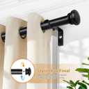 TONIAL Curtain Rods for Windows 66 to 120 Inch, Telescoping Splicing 3/4 Single Rods for Windows Decorative Drapery Rod 32 to 144 (2.6-12ft) with Small Finial, Black