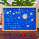 Premium Montessori Astral Map 17in(43cm) Beechwood– 9 Planets Wooden Puzzle, Solar System Space Learning Toy with Sun Planets (Pluto), Astronomy Educational Material Kids 3-6 Homeschool Toddlers