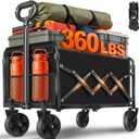 Wagons Carts Foldable  Collapsible Wagon 360Lbs, Folding Wagon Cart with Wheels, Foldable Wagons Portable for Groceries, Sports, Camping, Storage, Travel, Shopping Jet Black
