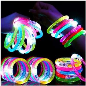 24Pcs Glow in the Dark Party Supplies for Kids/Adults, Flashing Light up Toys LED Bracelets Christmas Glow Sticks, Mardi Gras Party Favors Carnival Birthday Concert Gifts Accessory
