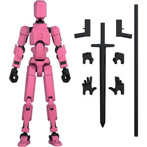 MerryXD T13 3D Action Figure,Assembly Completed Dummy Nova Titan Lucky 13 Action Figure 3D Printed Multi-Jointed Movable Toy Pink