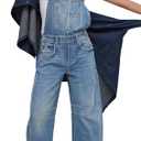 Qazel Vorrlon Denim Overalls for Women Barrel Wide Leg Bib Baggy Jeans Adjustable Denim Romper Stretch Jumpsuit Y2K Pants, XL