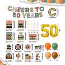 Vintage 50th Birthday Decorations Set 1976 Birthday Decorations Cheers to 50 Years Banner Centerpieces and Hanging Swirls Back in 1976 Party Decor for Women and Men with 32 Inch Number Balloons