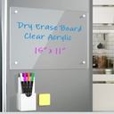 Acrylic Note Board Refrigerator Dry Erase Board Magnetic Clear 15”x11 Includes 4 Dry Erase Markers