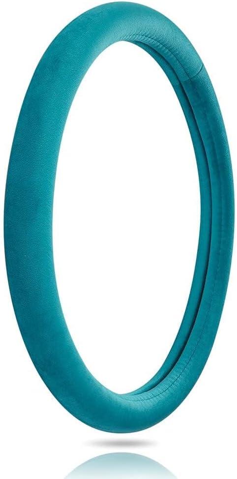 OTOSTAR Soft Velvet Steering Wheel Cover, Universal Luxury Steering Wheel Protector Car Interior Accessories 15 inch (Lake Blue)