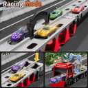 Carrier Truck Race Track Toddlers Toys, Toy Truck Transport Car with 12 Die-Cast Toy Cars, Truck Car Kids Toys Xmas Birthday Gifts for Age 3 4 5 6 7 8 Years Old Boys Girls (Red)