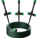 RESTMO Flexible Sprinkler System with Metal Spike Base, Above Ground DIY Irrigation Kit, Multi-Adjustable Lawn Sprinkler Set, Ideal for Plant and Flower Bed Watering, 30ft Garden Hose Included (Green)