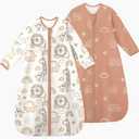 Yoofoss Baby Sleep Sack 0-6 Months Long Sleeve Wearable Blanket Baby 100% Cotton 2-Way Zipper 0.5 Tog Newborn Sleeping Sack, Lightweight(Small)