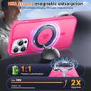 2 x for iPhone 13 pro Phone Case, Compatible with Magnetic, Military Grade Drop Protection Translucent Matte Shockproof Anti-Scratch/Anti-Fingerprint Case for iPhone 13 pro (neon Pink)