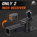 METOWARE ATV/UTV Trailer Hitch 3-in-1 Towing Ball Mount with 2 Inch Ball Hitch Rated 3500 LBS, Fits 2-Inch Receiver, 5/8-inch Pin Hole