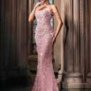 Women's Strapless Champagne Evening Gown Beaded Bodycon Maxi Dress for Prom Party Cocktail Wedding (Pink, L)