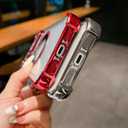 Eiyikof for iPhone 17 Pro Case Magnetic Transparent Case,Luxury Bling Four Corners Shockproof Military-Grade Protection with Camera Lens Protector MagSafe Clear Plating Cover for Women Men-Red