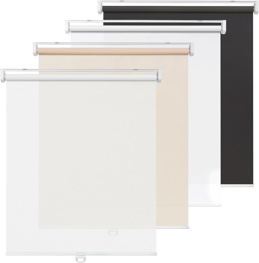 LazBlinds No Tools No Drill Cordless Roller Shades, Light Filtering Roller Blinds for Windows, Thermal Insulated UV Protection Roll Up Window Blinds and Shases, 22'' W x 72'' H, White