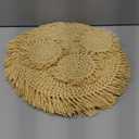 Noctiflorous Round Braided Woven Placemats with Coasters Set of 4 Diameter 14 inch Natural Handmade Place Mats, Farmhouse Weave Tablemats Rustic Table Mats for Dining Table (Beige, 4)