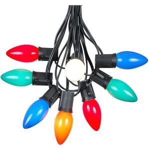Novelty Lights Multi Hanging Ceramic Christmas String Lights - Retro Fit Traditional C9 Indoor/Outdoor Light Set w/ 25 Mini Bulbs for Roof Lines, Patios & More (Black Wire, 25' Long)