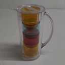 Acrylic Lagoon Pitcher With 4 Stackable Tumblers, Break-Resistant, Rainbow