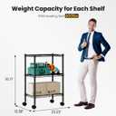 DUMOS 3-Tier Metal Storage Shelves, Wire Shelving with Wheels, 23.1"W