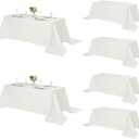 Fokitut 6 Pack Rectangle Tablecloth, 90x156 Inch, Stain Resistant and Wrinkle Polyester Table Cloth, Fabric Table Cover for Kitchen Dining, Wedding, Party, Holiday Dinner-Ivory