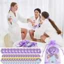 24 Set Purple Spa Party Hair Scrunchies Gift Bulk For Guest With Greeting Cards And Organza Bags Girls Sleepover Party Favors Elastic Hairband Bachelor Sleeping Slumber Party Supplies