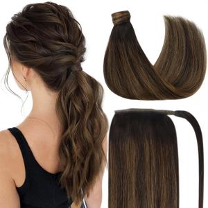 Ve Sunny Ponytail Extension Real Human Hair for Women Clip in Ponytail Hair Extension Straight Hair Pieces Wrap Around Dark Brown Mix Medium Brown Highlights Brown Balayage 16inch 80G Ve Sunny Ponytail Extension Real Human Hair for Women Clip in Ponytail Hair Extension Straight Hair Pieces Wrap Around Dark Brown Mix Medium Brown Highlights Brown Balayage 16inch 80G