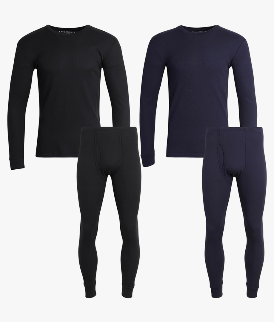 Bass Creek Outfitters Men's Thermal Underwear Set - 4 Piece Waffle Knit Shirt and Long Johns - Base Layer Set for Men (S)