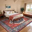 SERISSA 8x10 Washable Non Slip Boho Area Rug for Living Room，Rust