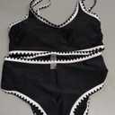 Herseas Women's Bikini Sets Floral Print Whip Stitch 2 Piece Swimsuits High Waisted Scoop Bathing Suits
M