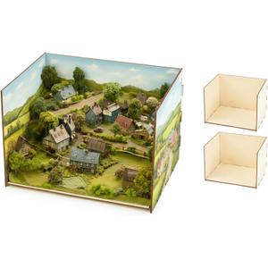 Yalikop 2 Pcs Unfinished Wood Diorama Display Case Christmas Box 11.8 x 8.7 x 8.3 Inches for DIY Craft Projects, Miniature Figures, Dollhouses, Rainforest Scenes (4 Sides)