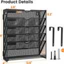 Hanging Wall File Organizer 6-Tier Wall Mount Mail Organizer & Desk Paper Organizer, Sleek Black Metal File Folder Holder for Office, Cubicle, Bedroom | All-in-One Document Storage Shelf