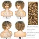 Short Curly Wigs Ombre Highlight Honey Blonde Wig with Bangs Glueless Afro Wigs for Black Women Kinky Curly Wig Dark Root to Blonde M1B/27, 4A Curls