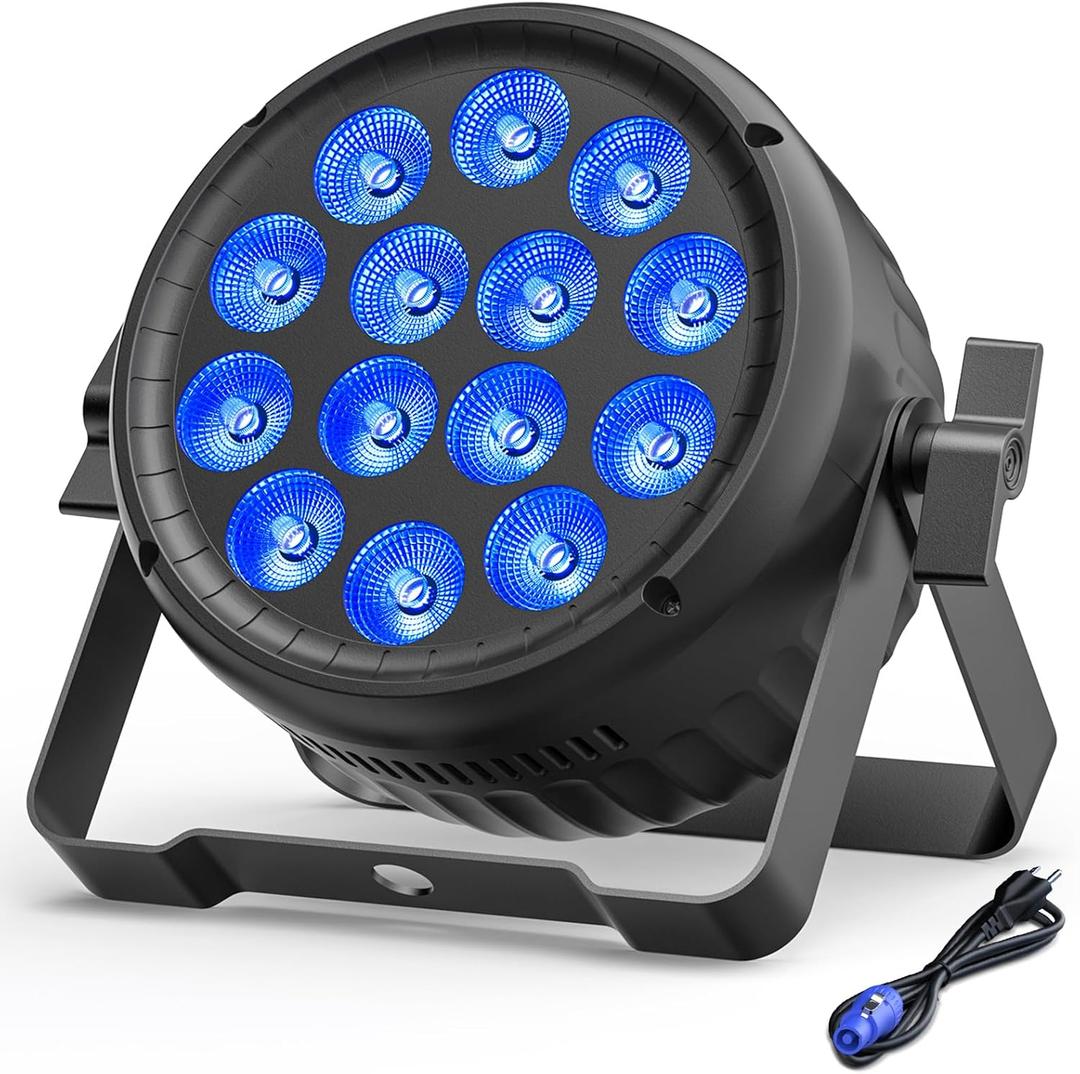 Par Lights RGBW 4in1 14X18W LED Stage Lighting Aluminum Strobe Stage Light DMX512 Uplights with Sound Activated Party Lights for Church DJ Disco Club Wedding Concerts Christmas