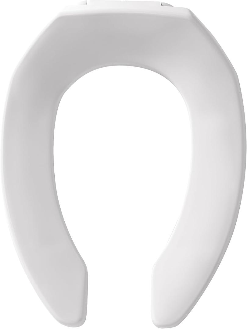 BEMIS 1955CT Commercial Open Front Plastic Toilet Seat, Heavy Duty Industrial Seat without Lid, Secure Installation for Long Lasting Use, Made in USA, Elongated, White
