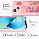 MOWIME Compatible with iPhone 13 Case with Card Holder, Floral Flower Shockproof Soft TPU Protective Cover Women Girls, Anti Scratch Wallet Case for iPhone 13 6.1 Inch, Pink