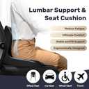 Coverado Car Seat Cushion and Lumbar Support Pillow One Piece, Memory Foam Ergonomic Back Support Driving Seat Cushion for Back Pain, Non-Slip Washable Cushion for Car, Driver, Office