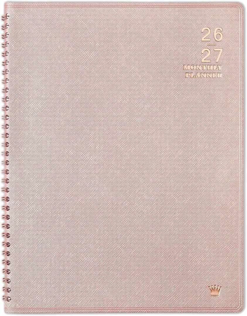 2026-2027 Monthly Planner - 2026-2027 9'' x 11'' Monthly Planner/Calendar from JUL. 2026 - DEC. 2027, 12-Months Calendar Spiral Bound with Soft Leather Cover, 15 Note Pages, Tabs, Inner Pocket